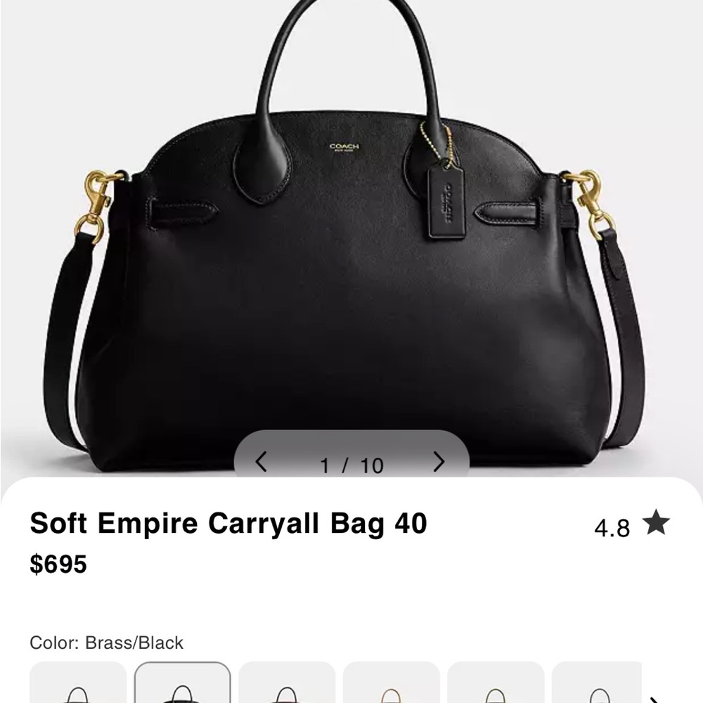 Coach Black Leather Soft Empire Tote